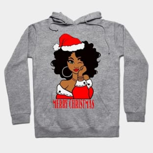 Black African American Santa Xmas Hoodie